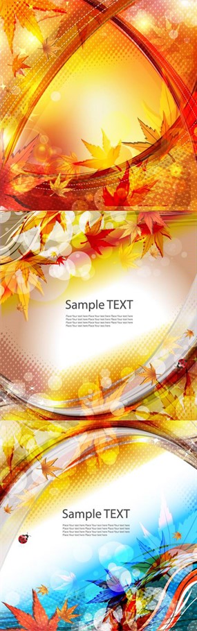 绚丽秋季叶子背景矢量图